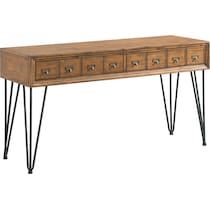 oaklynn light brown console table   