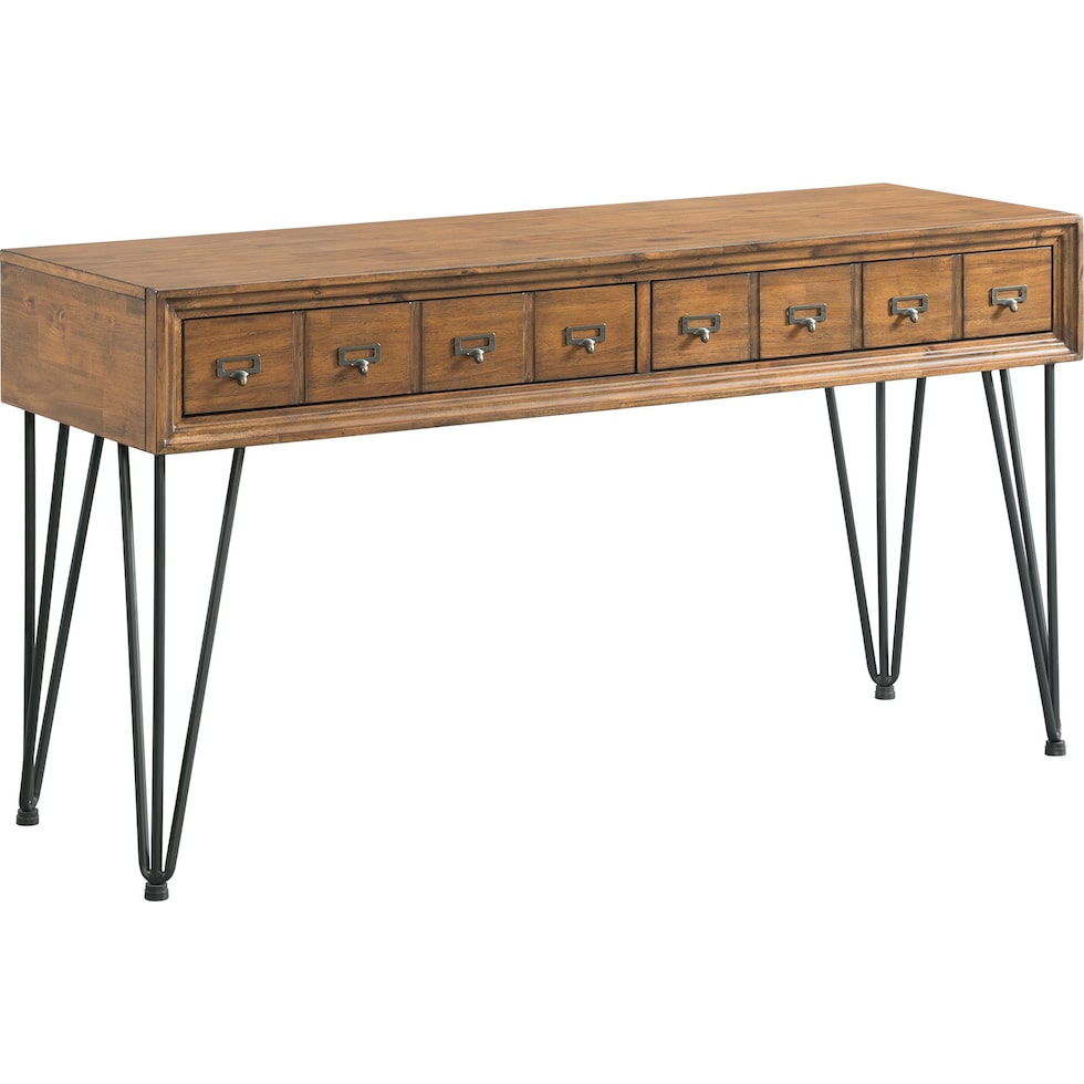 oaklynn light brown console table   