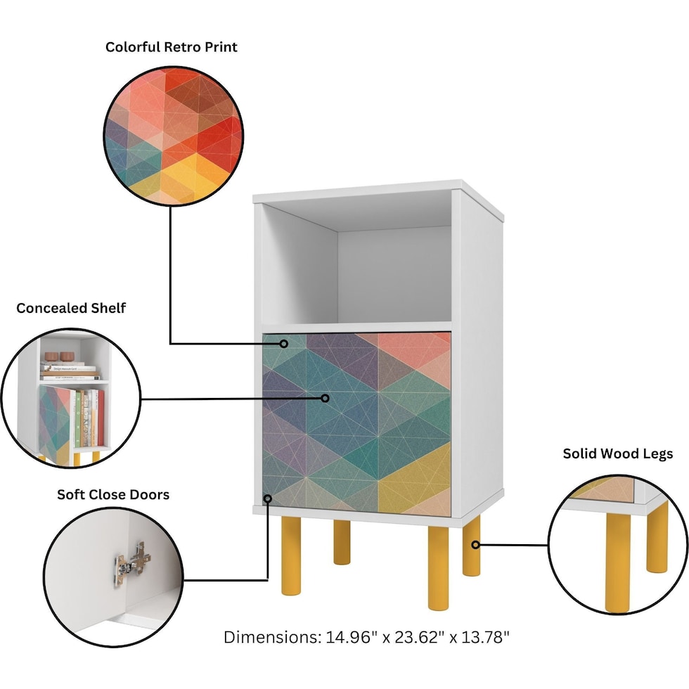 oberon multicolor nightstand   
