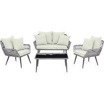 ocean city gray cream outdoor loveseat set   