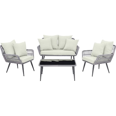 Ocean City Outdoor Loveseat, Set of 2 Chairs and Coffee Table