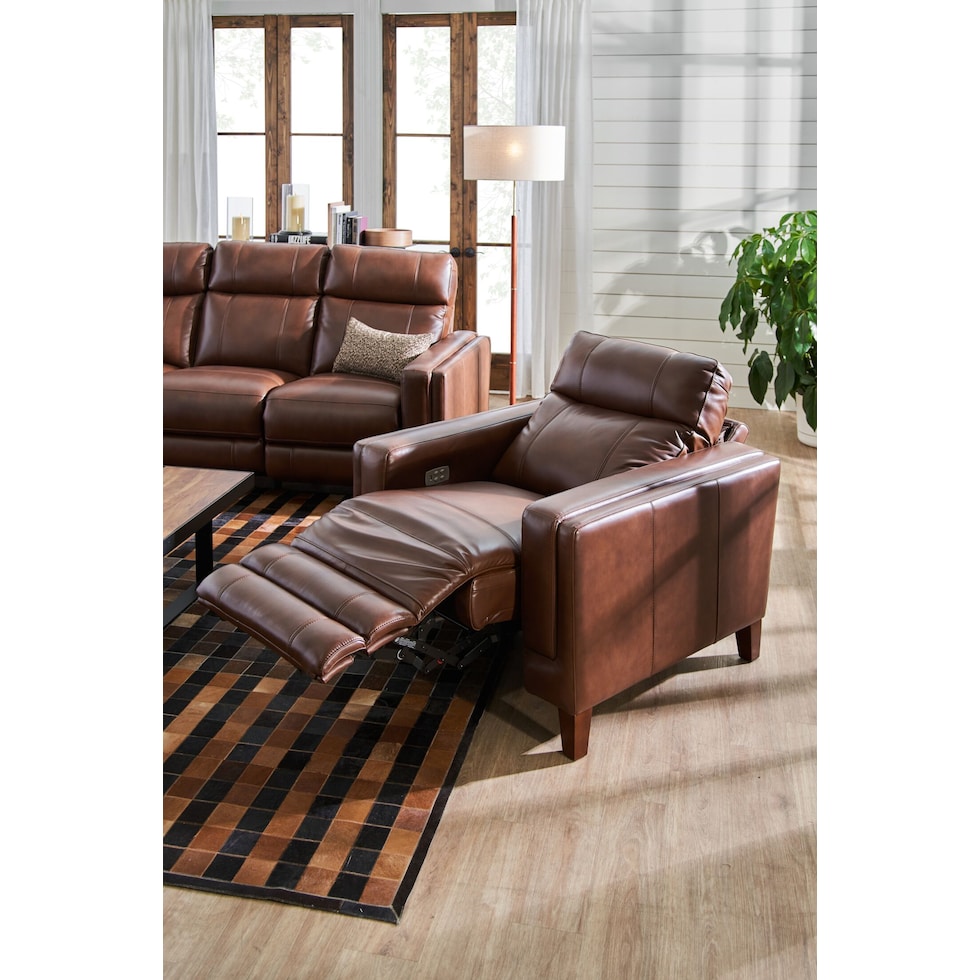 oliver dark brown power recliner   