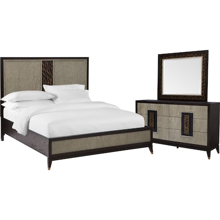 Olivia 5-Piece King Bedroom Set with Dresser and Mirror - Ebony