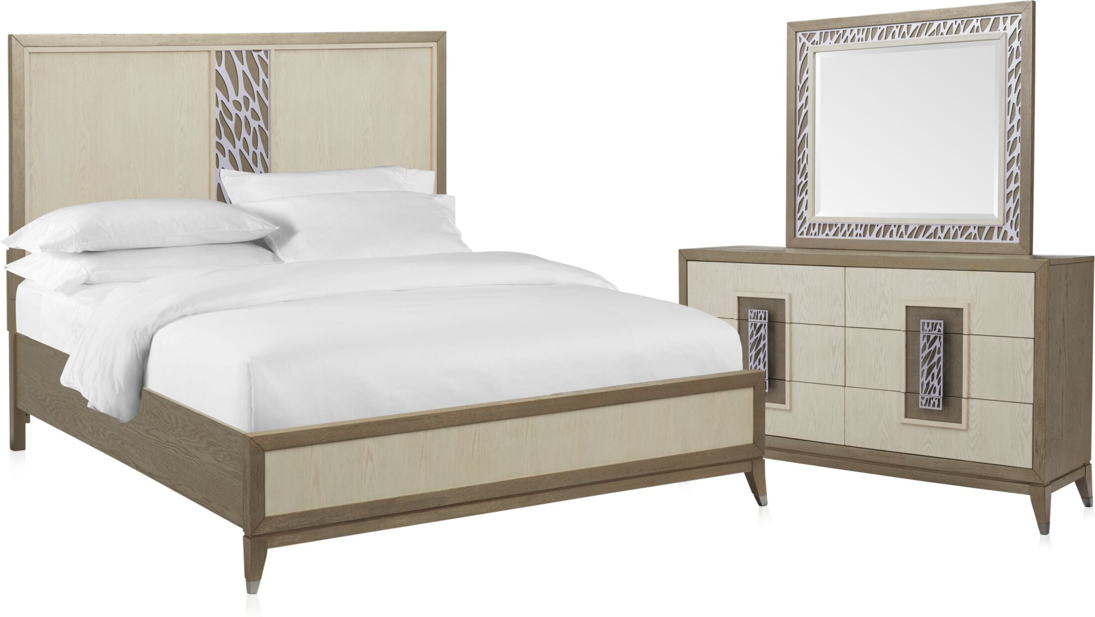 Olivia 5-Piece Queen Bedroom Set with Dresser and Mirror - Pearl