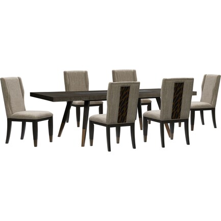 Olivia Rectangular Dining Table and 6 Chairs - Ebony