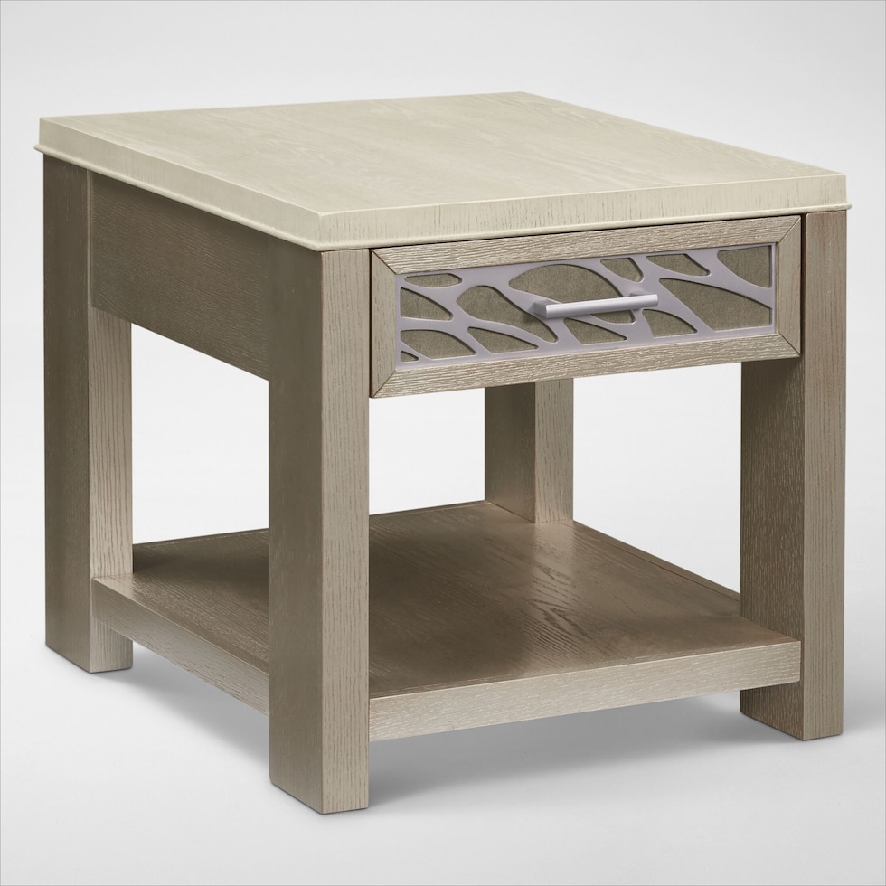 olivia white end table   