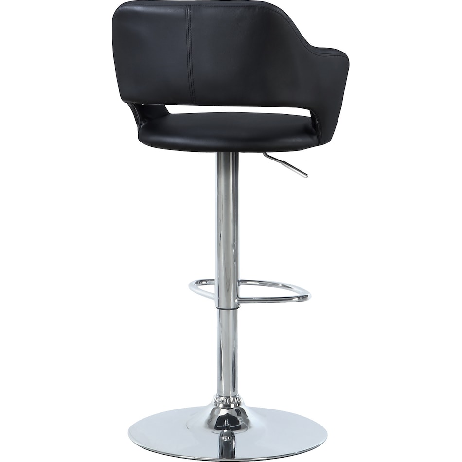 ollie black faux leather chrome bar stool   
