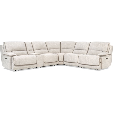 Olsen Dual-Power 6-Piece Reclining Sectional with Console - Dove