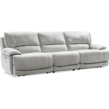 Olsen Dual Power 3-Piece Reclining Sofa - Silver
