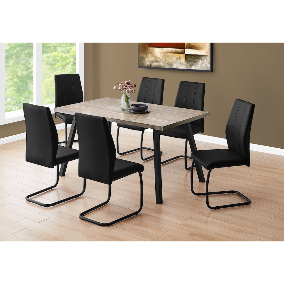 oren light brown black dining table   