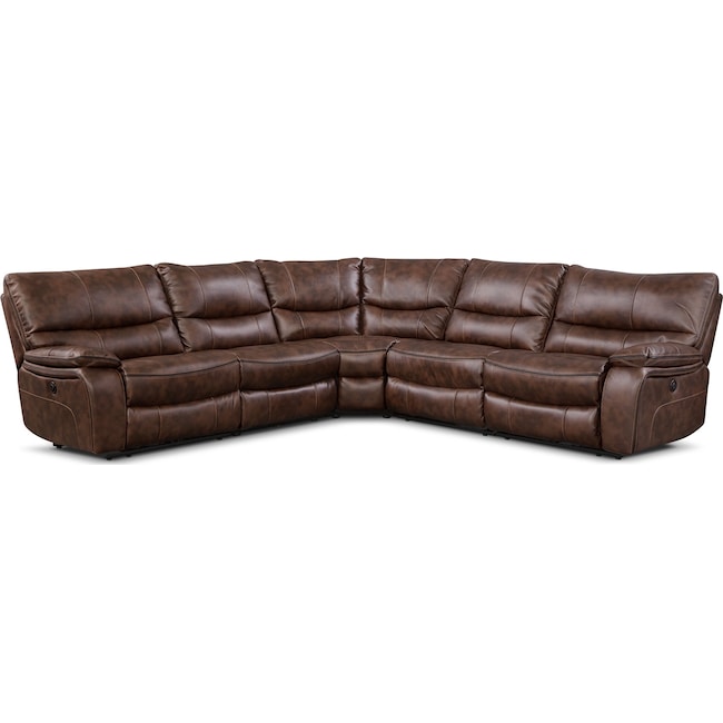 Living Room Furniture - Orlando 5-Piece Power Reclining Sectional with 3 Reclining Seats