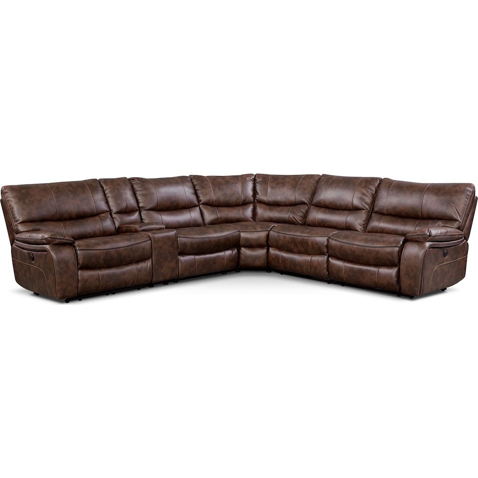 orlando ii brown  pc power reclining sectional   