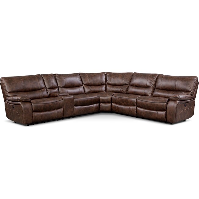 Living Room Furniture - Orlando 6-Piece Power Reclining Sectional with 3 Reclining Seats