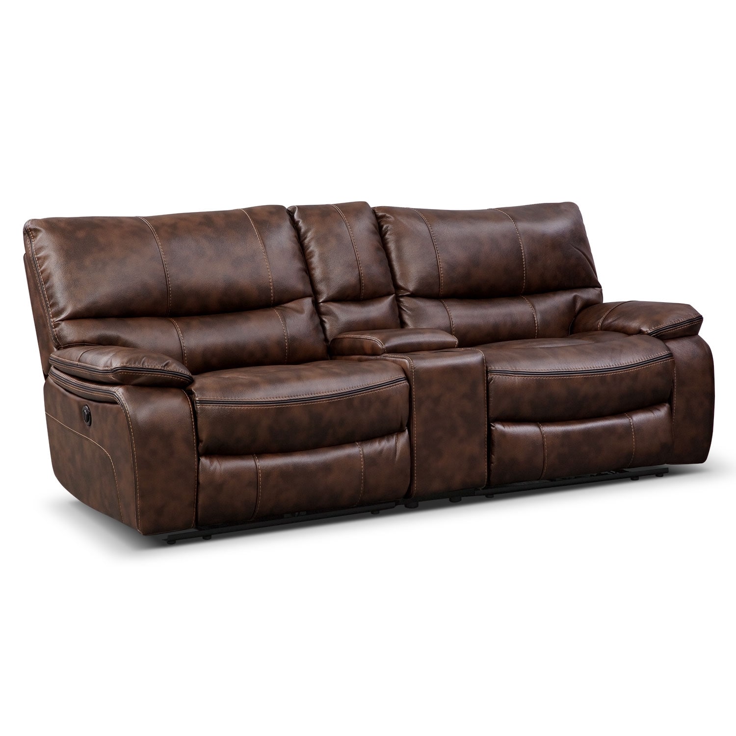 Orlando Power Reclining Sofa with Console - Brown | Value City Furniture