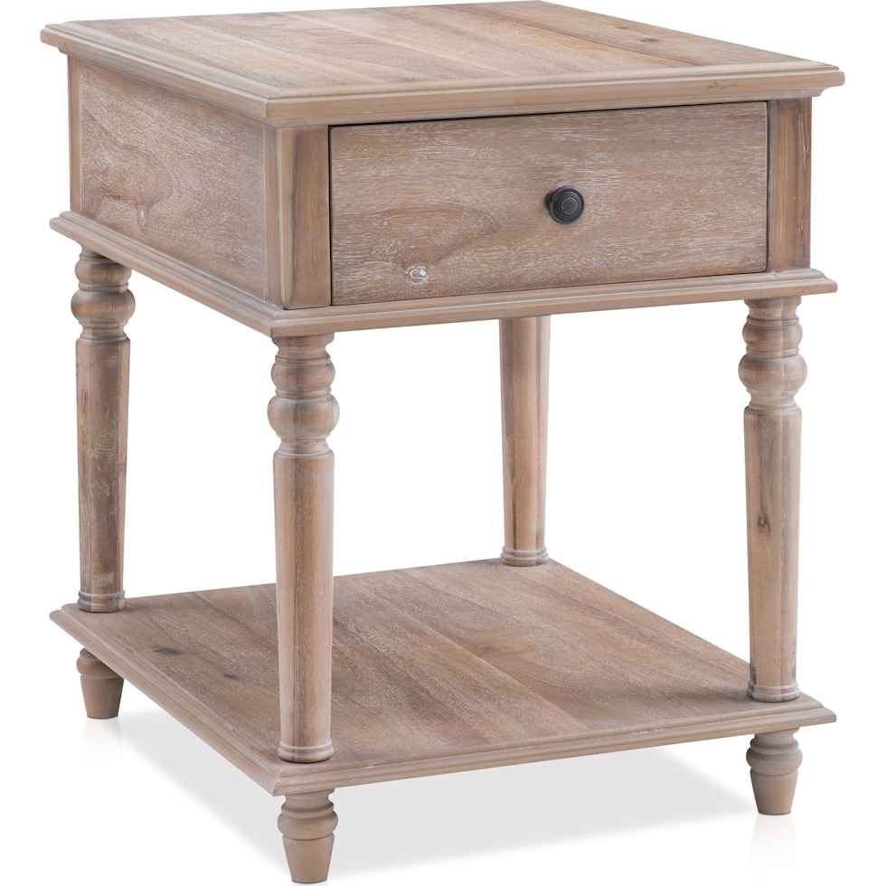 orville light brown side table   