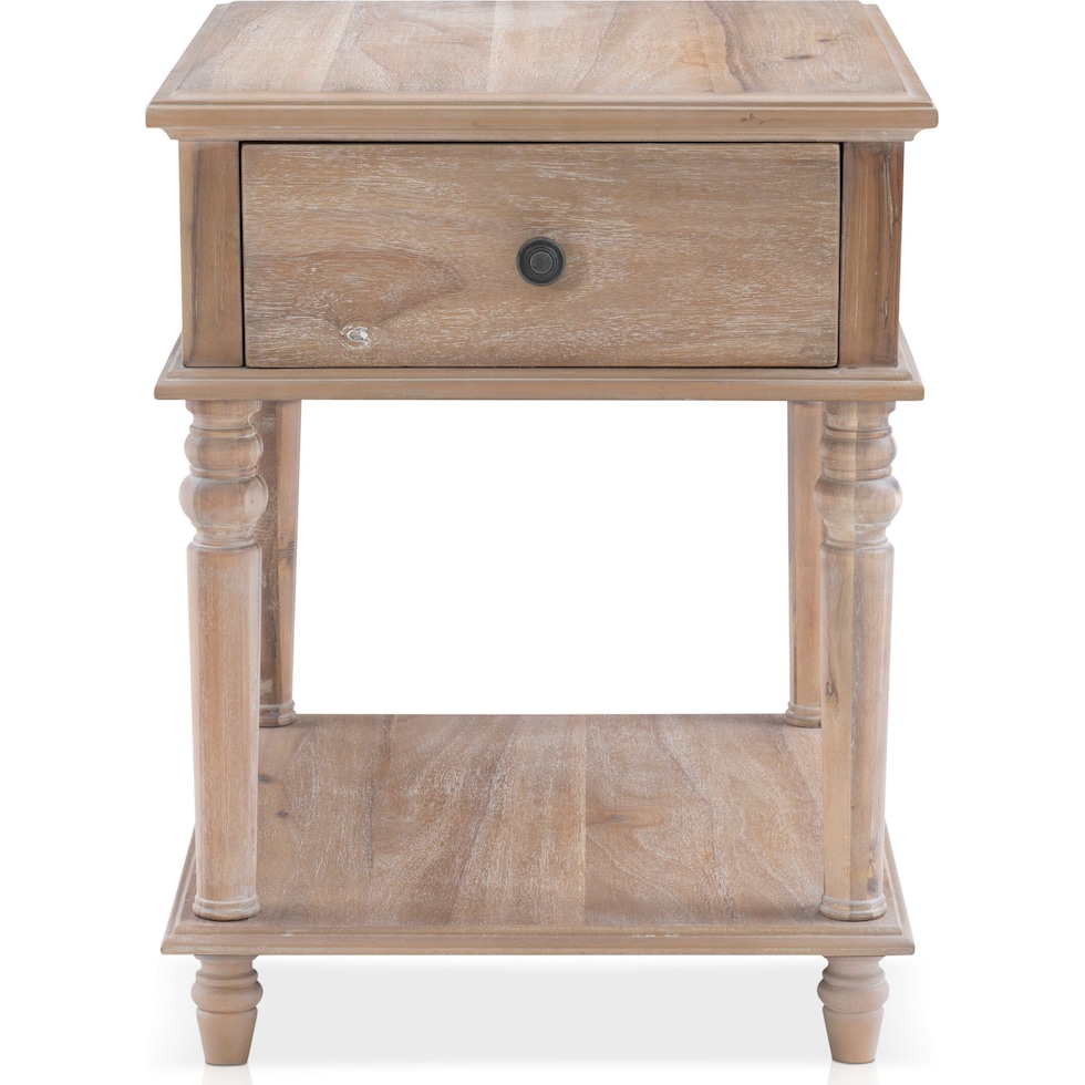 orville light brown side table   