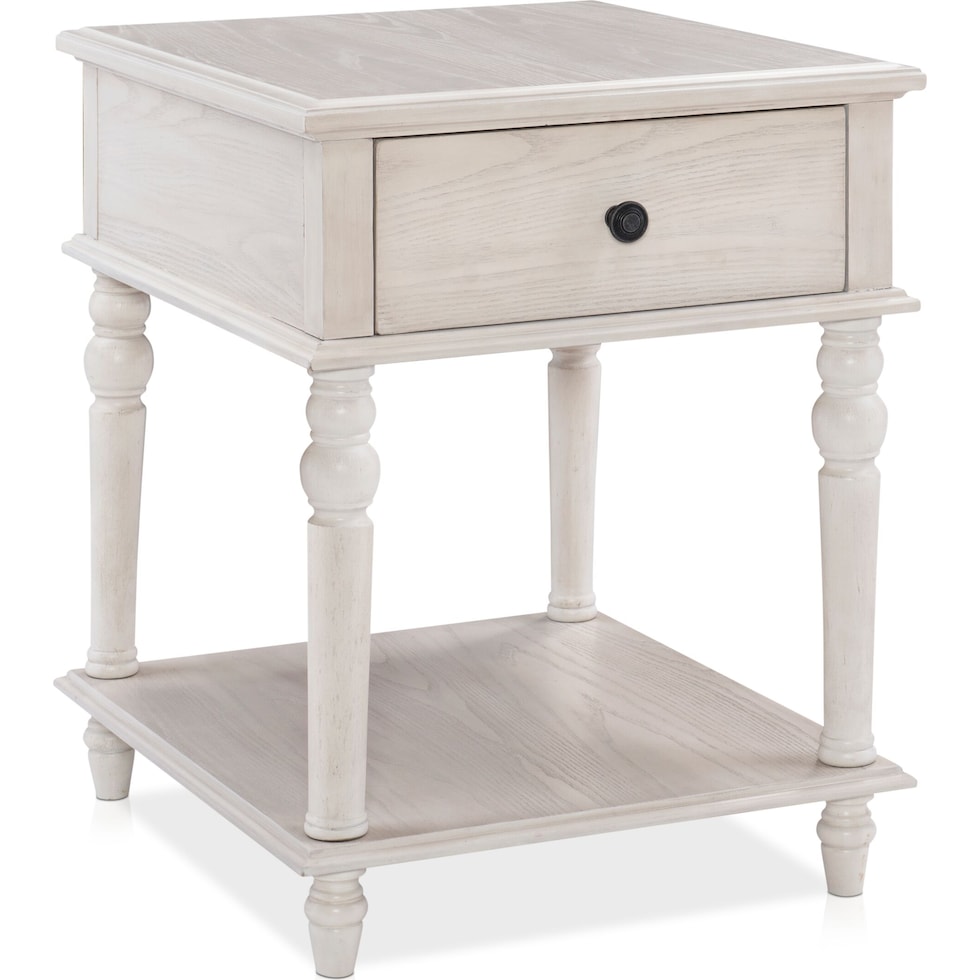 orville white side table   