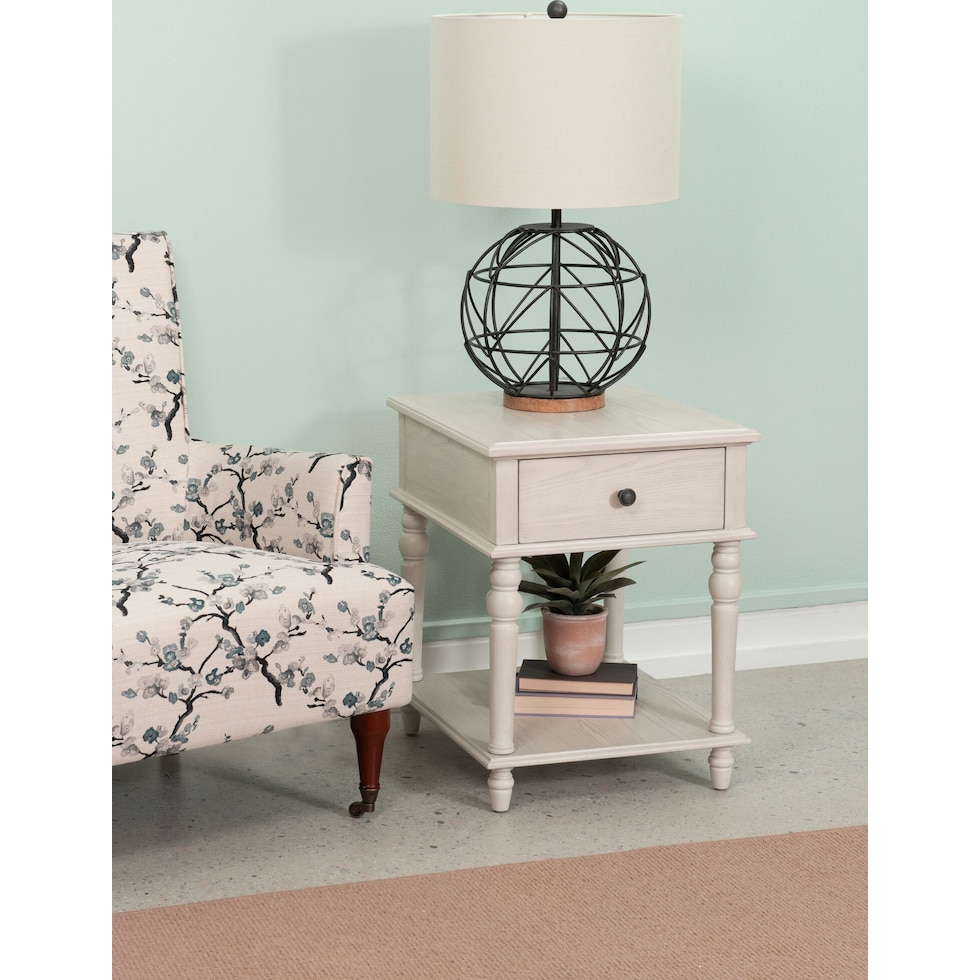 orville white side table   