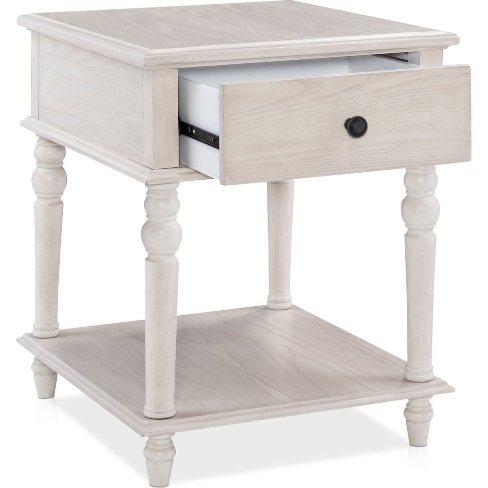 orville white side table   