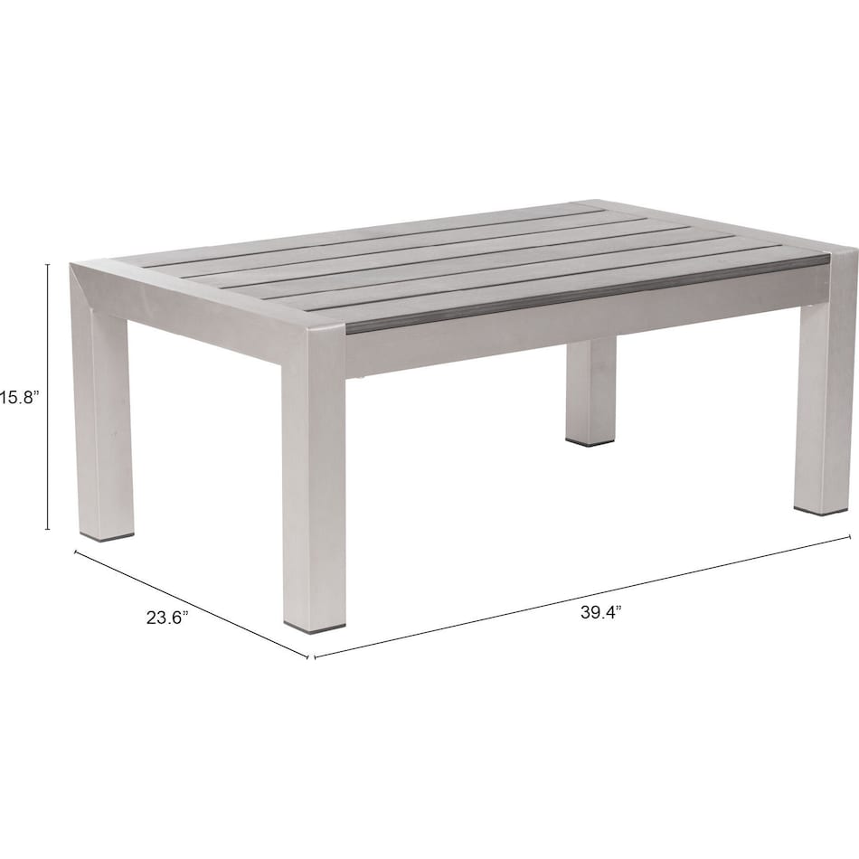 outer banks silver outdoor coffee table   