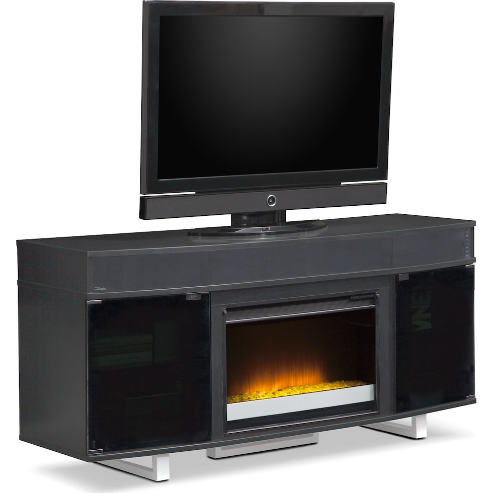 pacer black black fireplace tv stand   