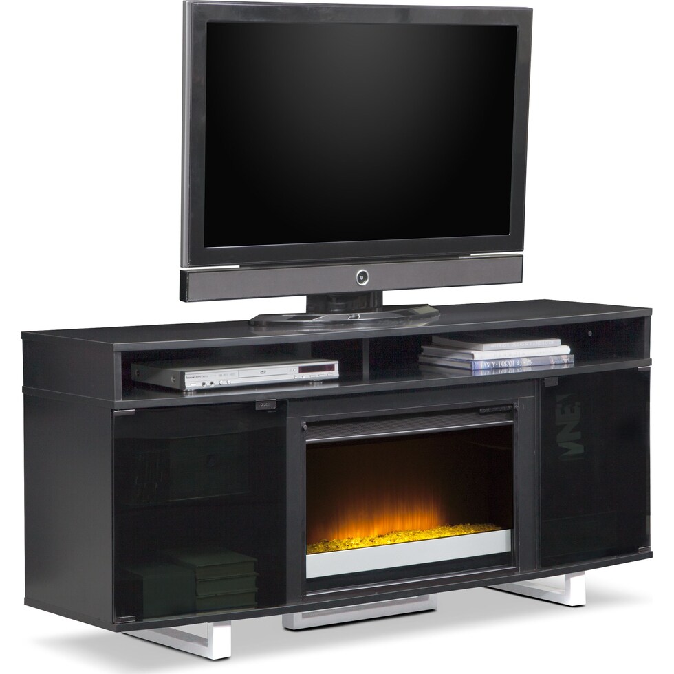 pacer black black fireplace tv stand   