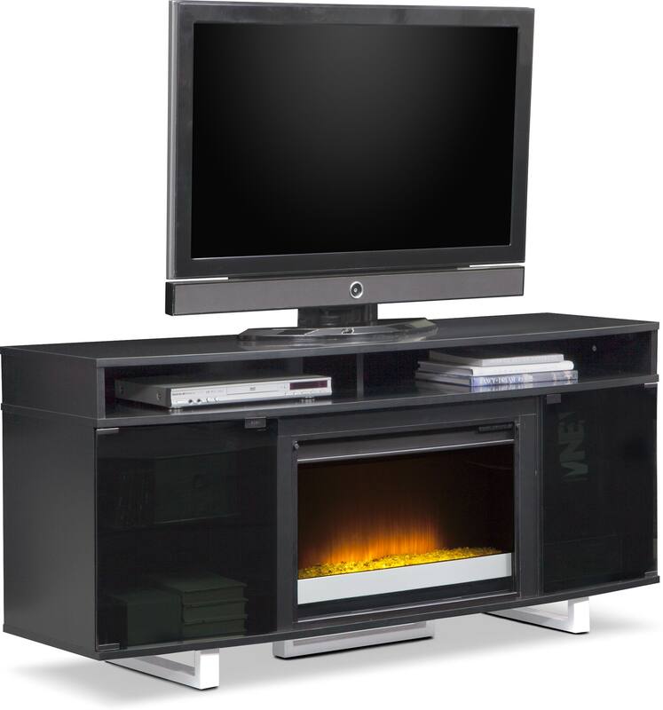 Pacer 64" Contemporary Fireplace TV Stand Black Value City Furniture