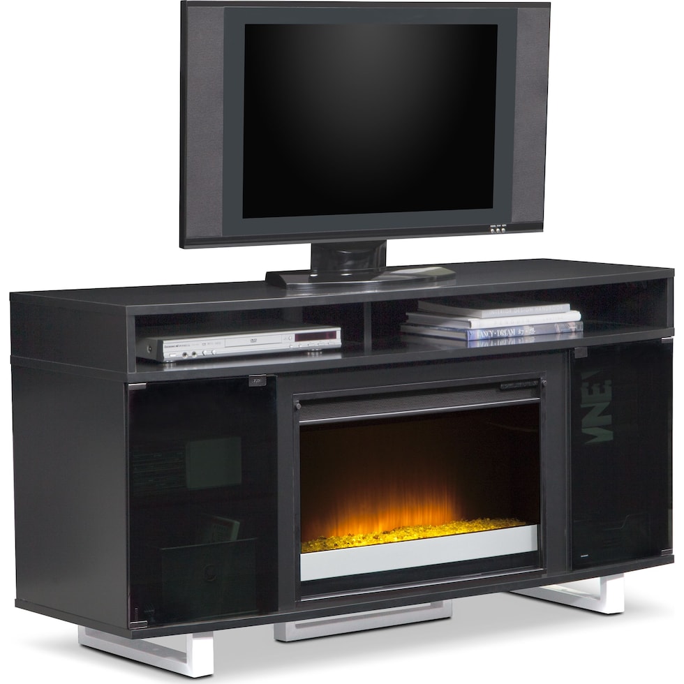 pacer black black fireplace tv stand   