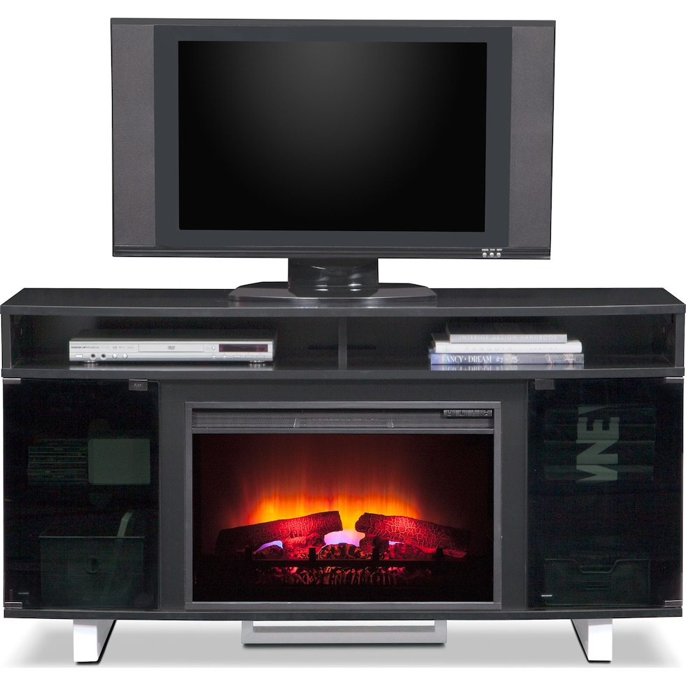 pacer black black fireplace tv stand   
