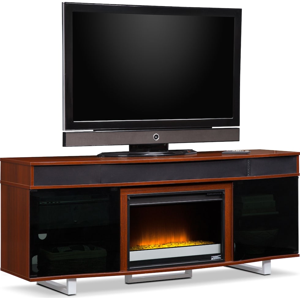 pacer cherry dark brown fireplace tv stand   