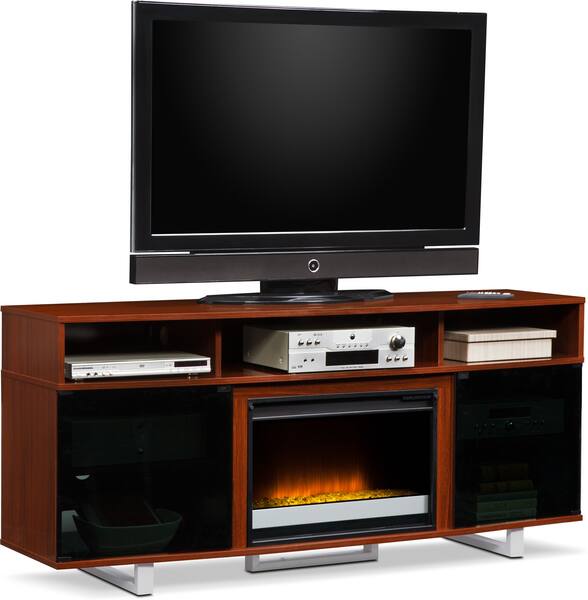 Pacer 72" Contemporary Fireplace TV Stand Cherry Value City Furniture