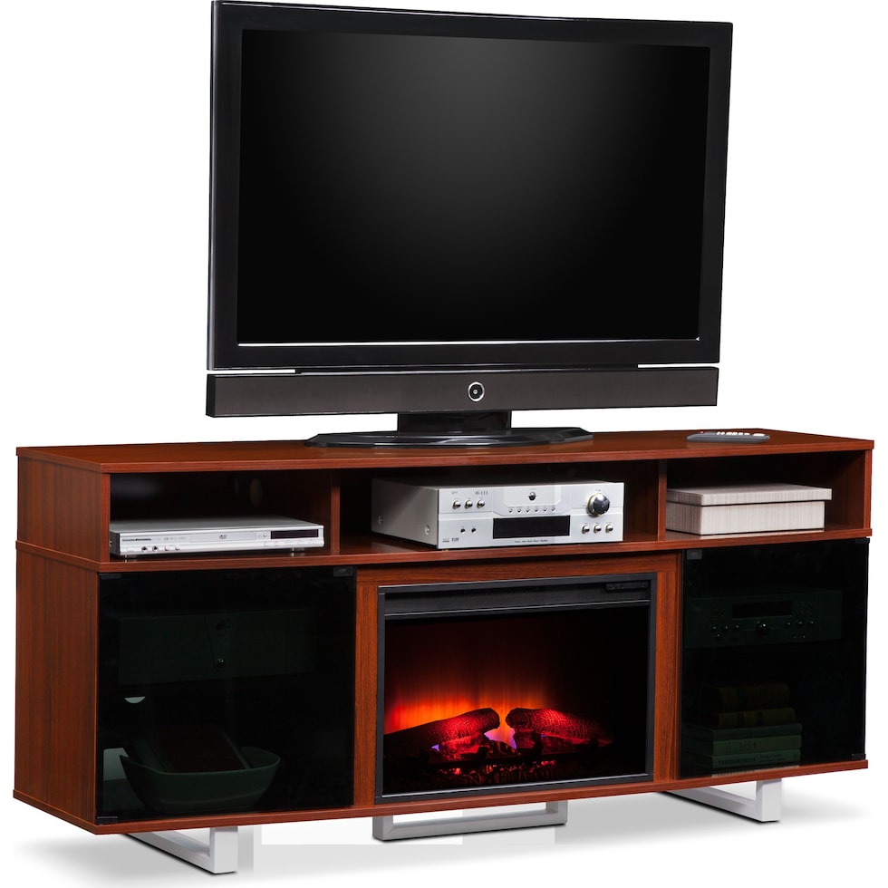 pacer cherry dark brown fireplace tv stand   