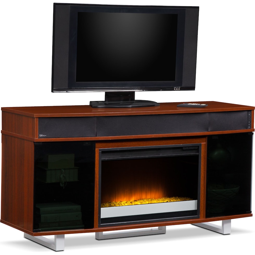 pacer cherry dark brown fireplace tv stand   