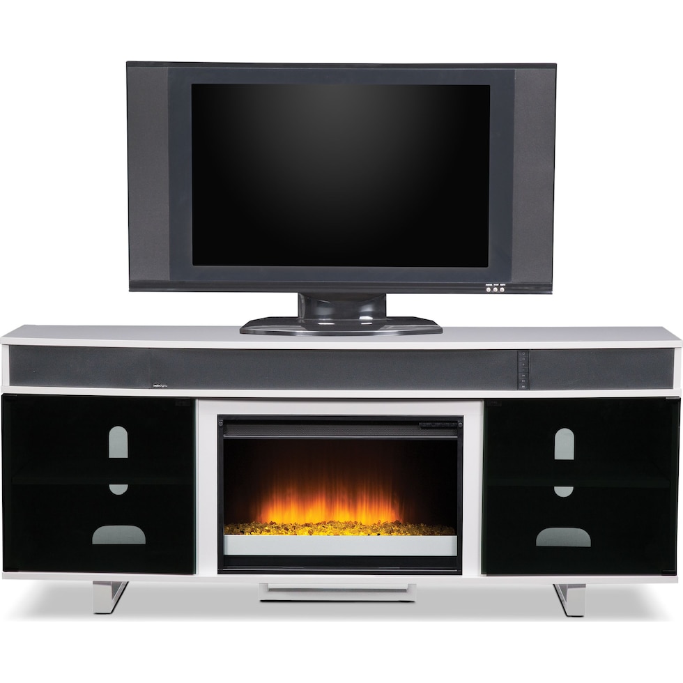 pacer white white fireplace tv stand   