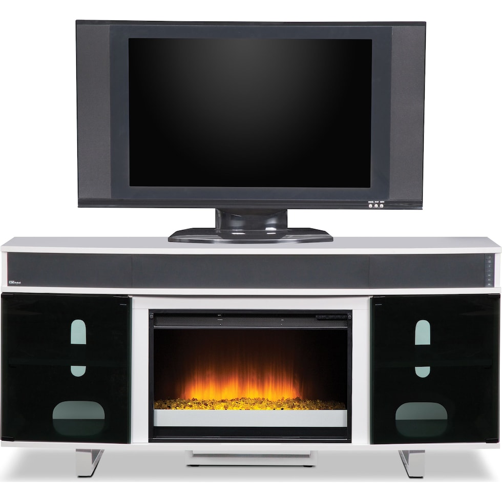 pacer white white fireplace tv stand   