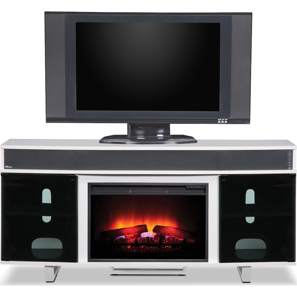 pacer white white fireplace tv stand   