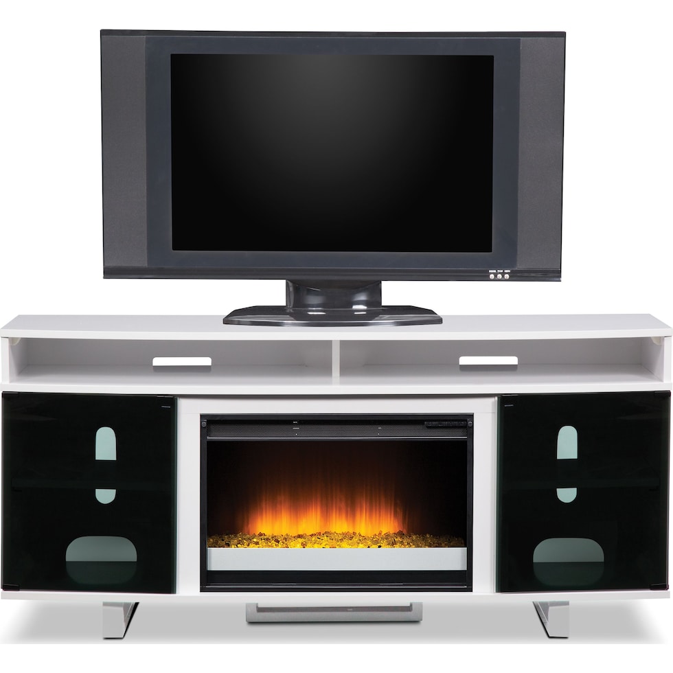 pacer white white fireplace tv stand   