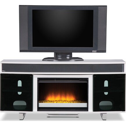 Pacer 64" Contemporary Fireplace TV Stand with Sound Bar - White