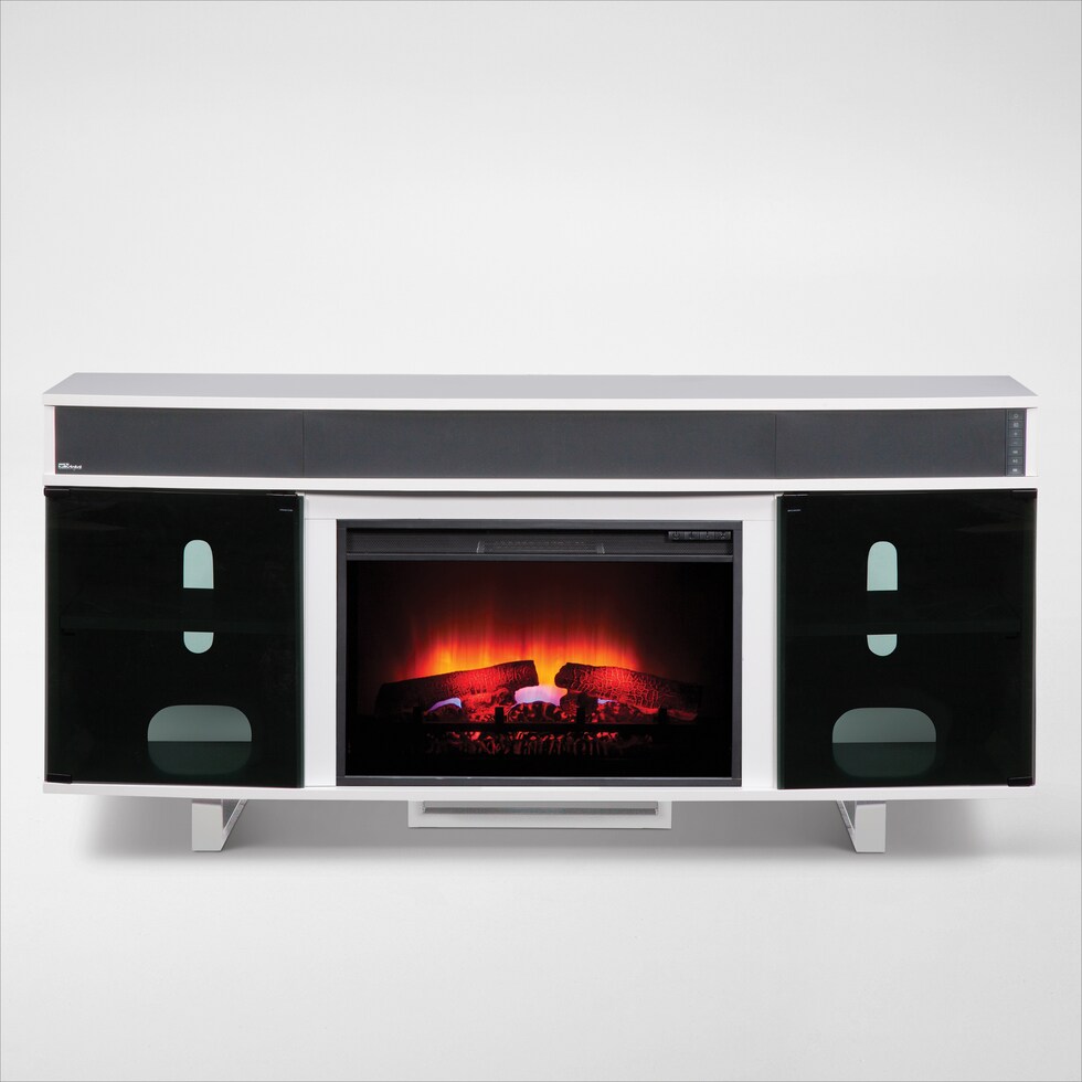 pacer white white fireplace tv stand   