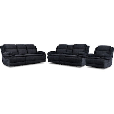 Pacific Dual-Power Recling Sofa, Loveseat and Recliner - Charcoal