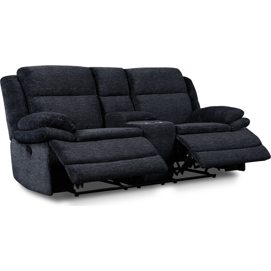 pacific black manual reclining loveseat   