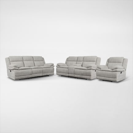 Pacific Manual Reclining Sofa, Loveseat and Recliner - Light Gray