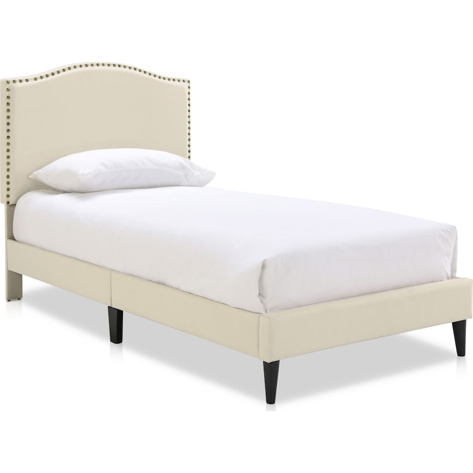 paisley white twin upholstered bed   
