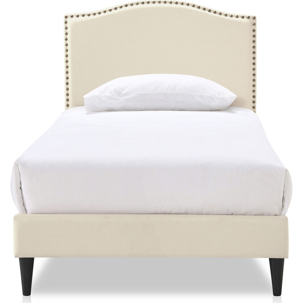 paisley white twin upholstered bed   