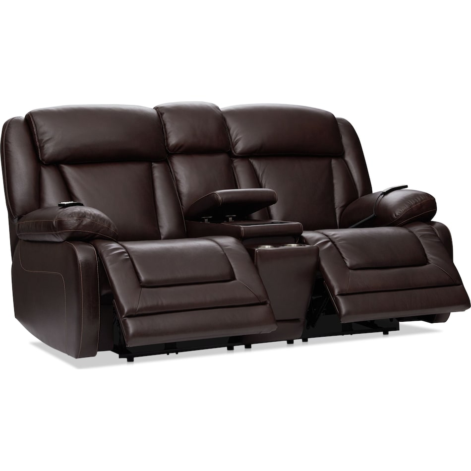 palermo dark brown power reclining loveseat   