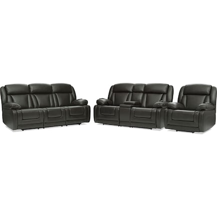Palermo Triple-Power Reclining Sofa, Loveseat and Recliner Set - Gray