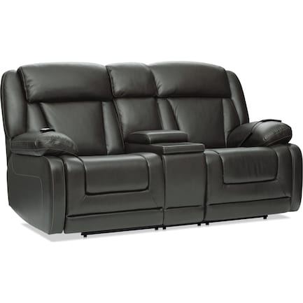 Palermo Triple-Power Reclining Loveseat with Console - Gray