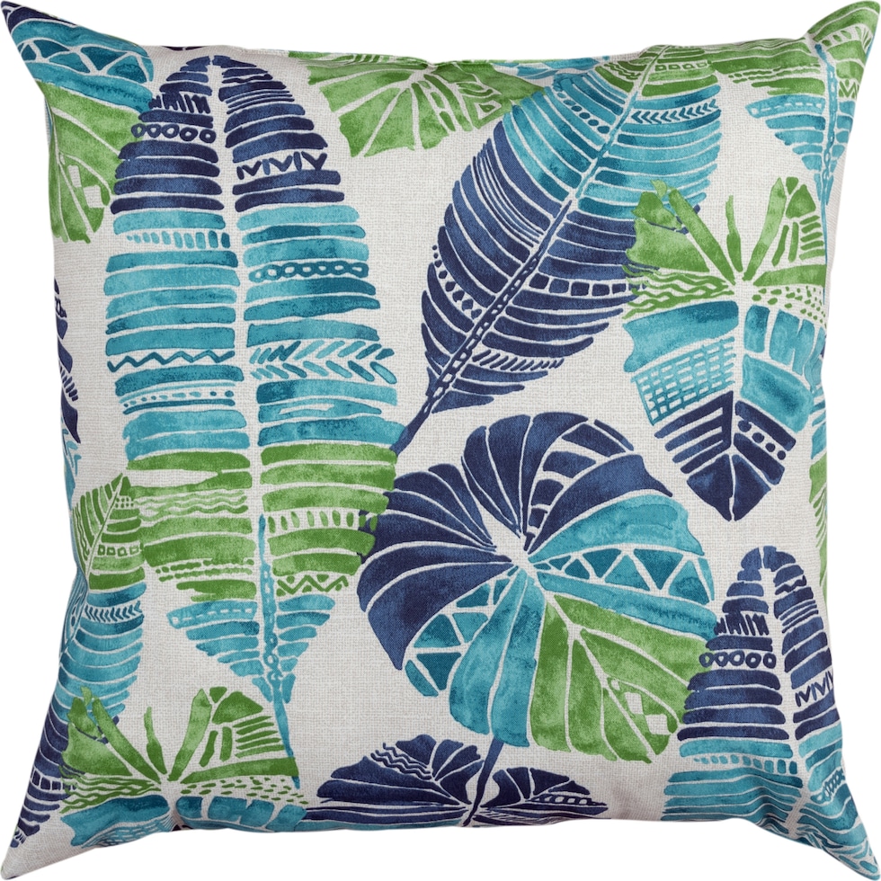 palm blue outdoor accent pillow   