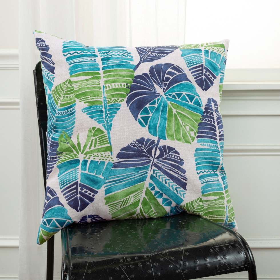 palm blue outdoor accent pillow   