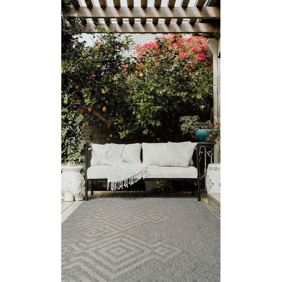 palma silver outdoor area rug   